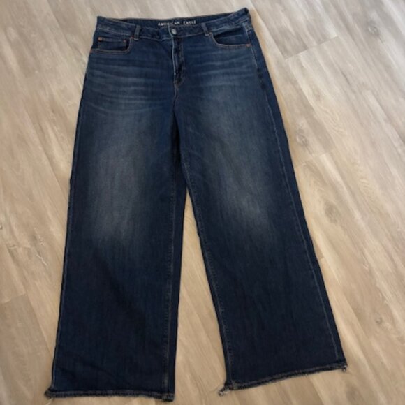 American Eagle Dreamy Drape Low-Rise Baggy Wide Leg Jean Size 16L - Picture 2 of 9